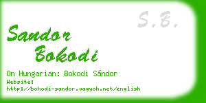 sandor bokodi business card